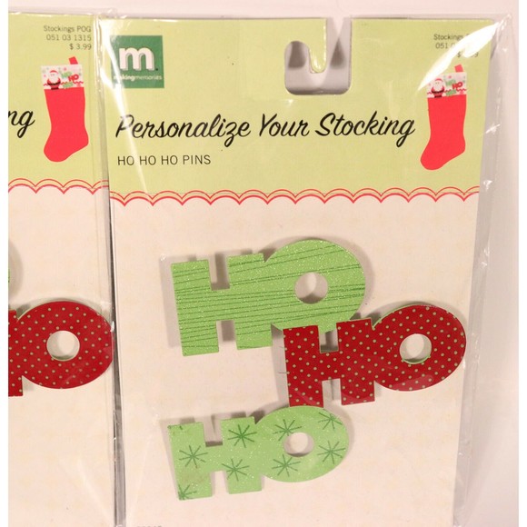 Lot of 2 Personalize Your Christmas Stocking HO HO HO Pins Making Memories NEW - Picture 3 of 5